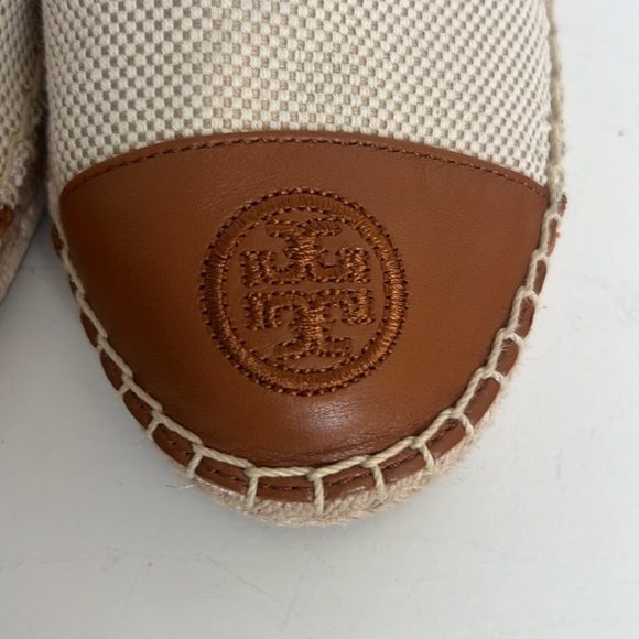 Tory Burch Color Block Canvas/Leather Espadrille Cream/Brown NWOT Size 9.5 - Picture 10 of 10